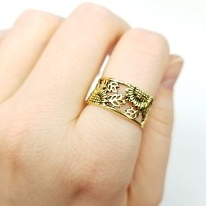 {The Sunflower Fields Ring} Sterling Gold Plated